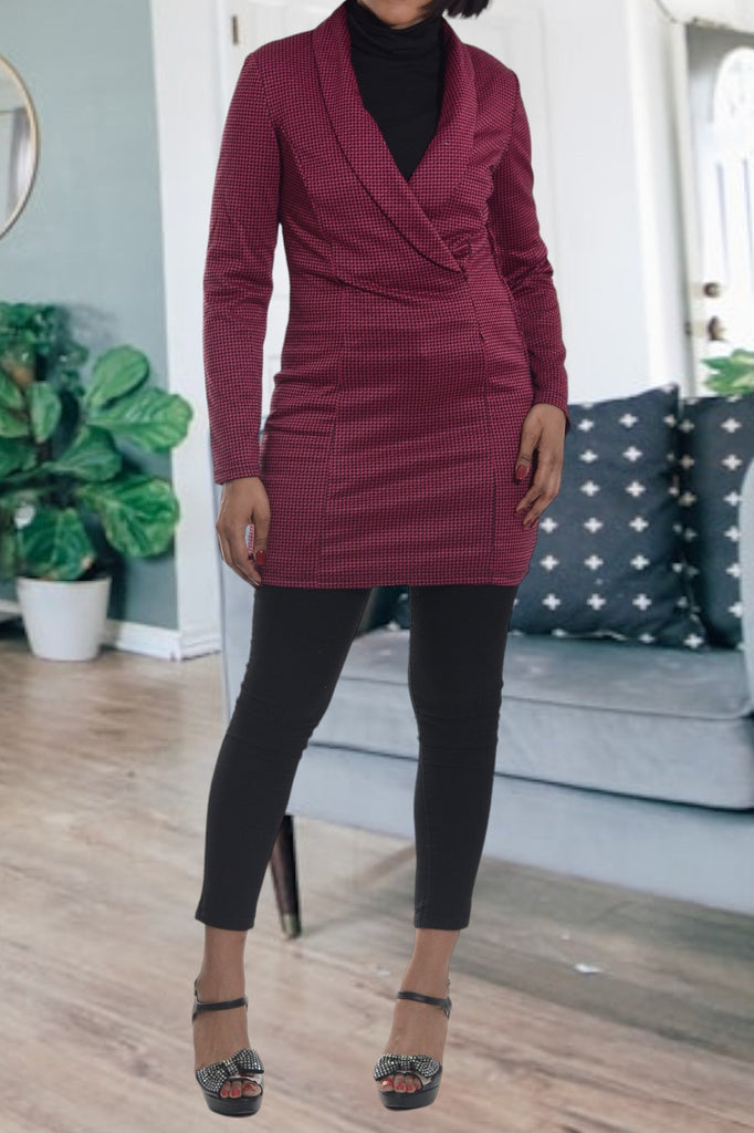 Cerise And Black Coat Top - StylePhase SA