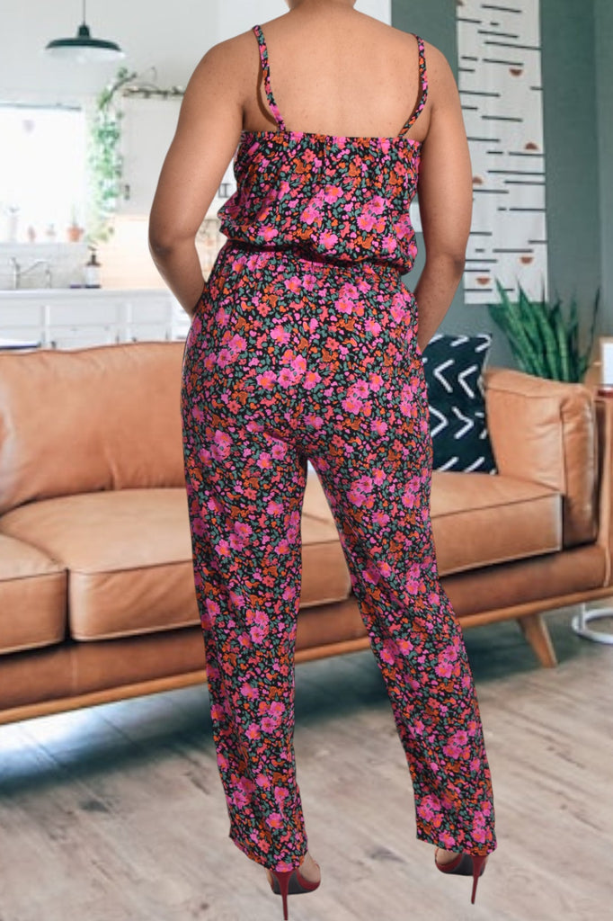 Cerise And Black Strappy Jumpsuit - StylePhase SA