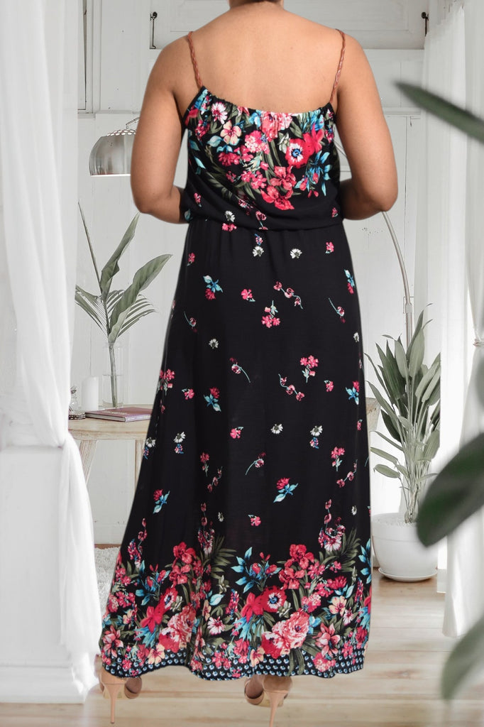 Cerise Floral Strappy Maxi Tie Dress - StylePhase SA