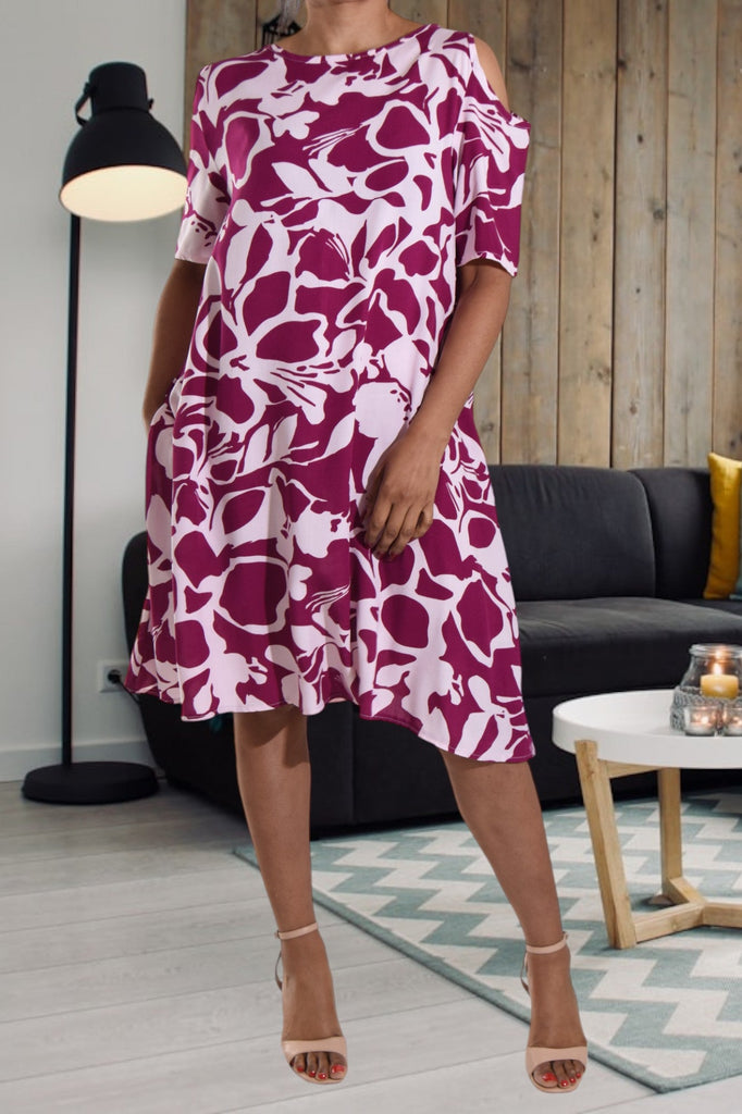 Cerise Floral Tunic Pocket Dress - StylePhase SA