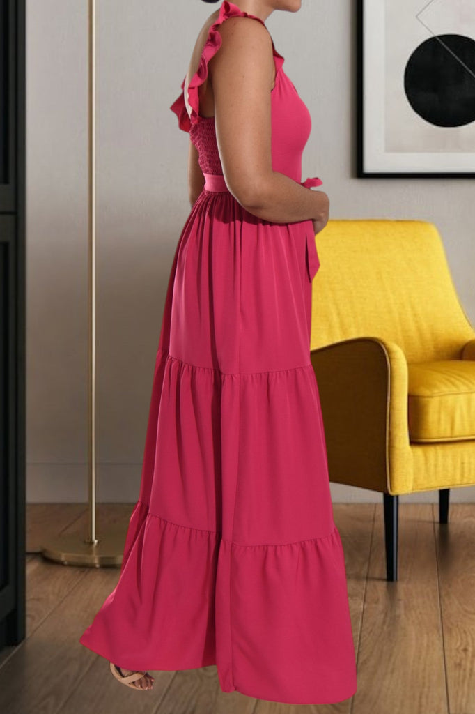 Cerise Tier Flutter Sleeve Dress - StylePhase SA