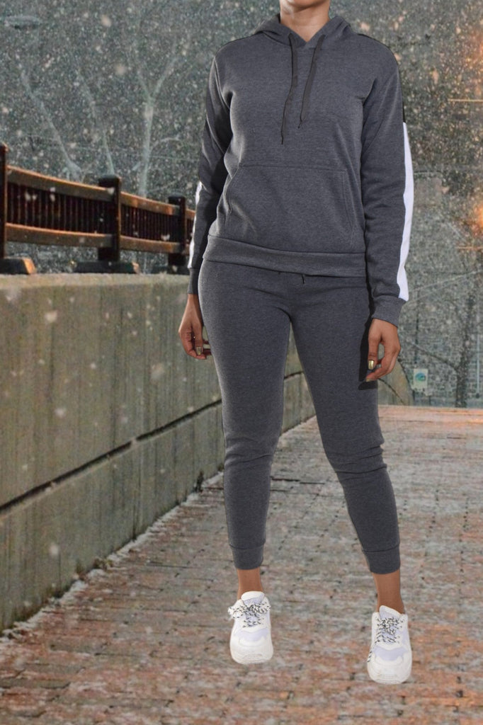 Charcoal Color Block Sleeve Tracksuit - StylePhase SA