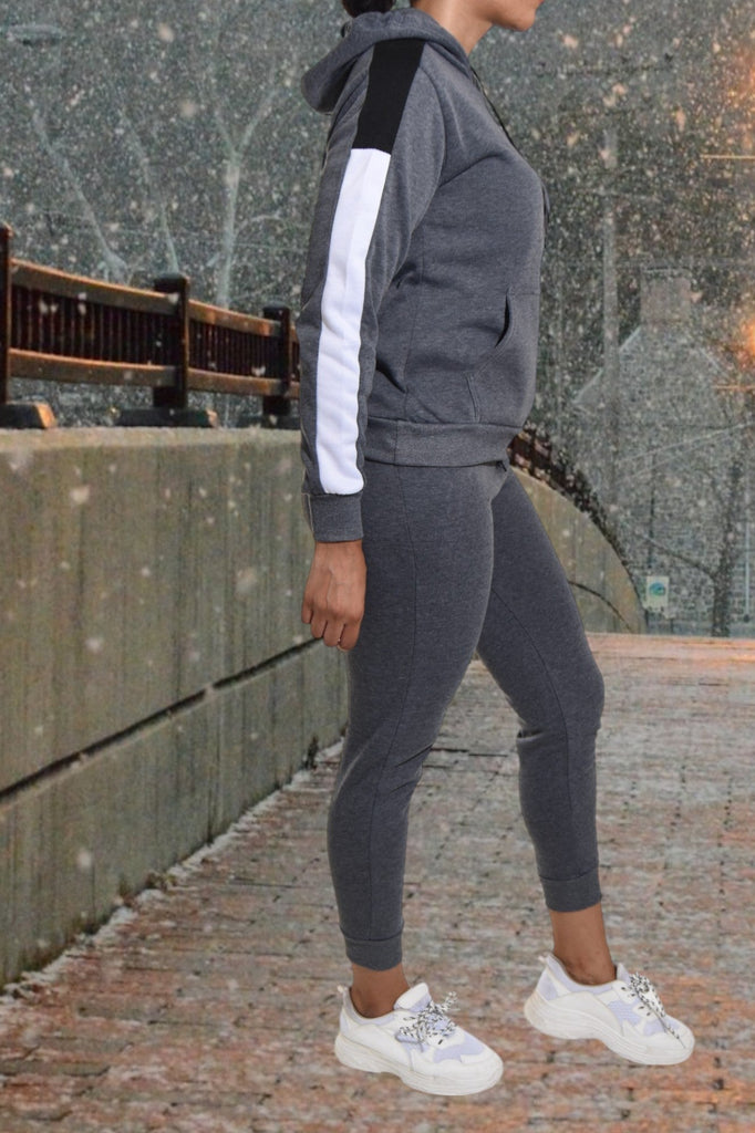 Charcoal Color Block Sleeve Tracksuit - StylePhase SA