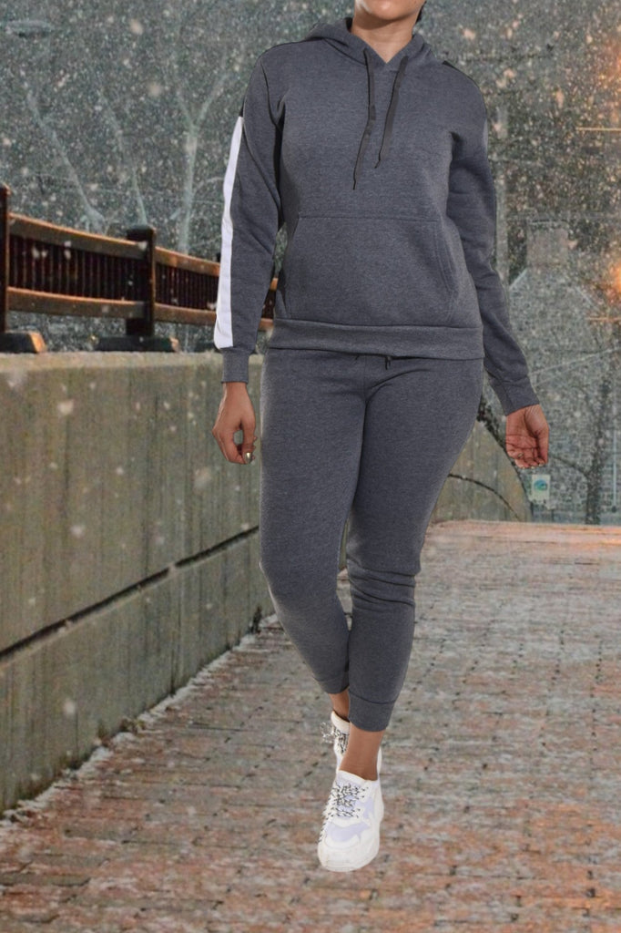 Charcoal Color Block Sleeve Tracksuit - StylePhase SA