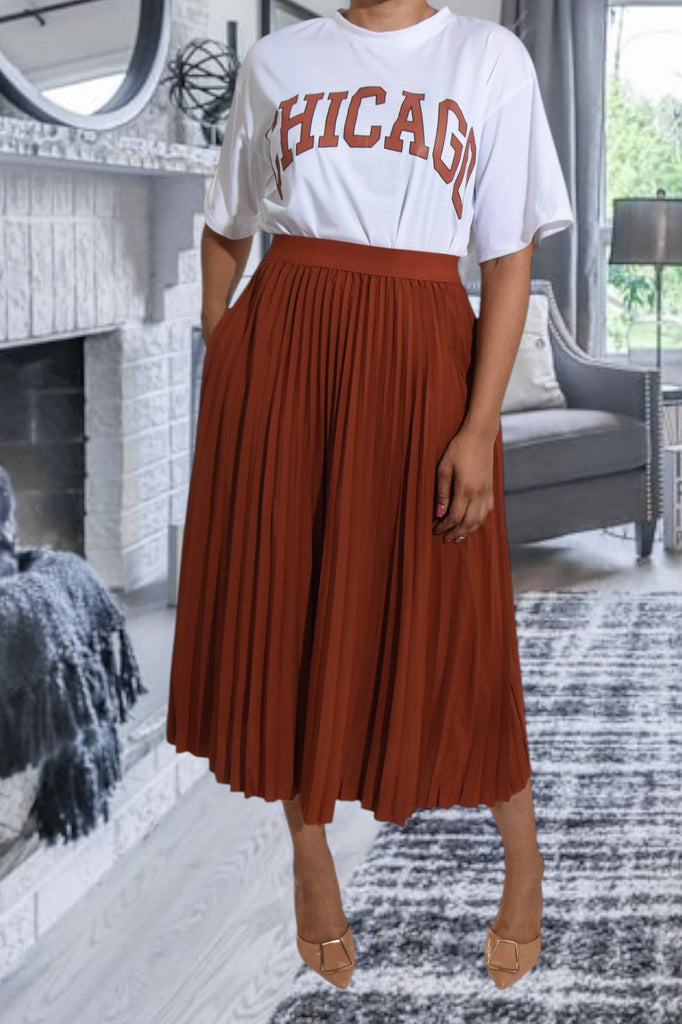 Chicago Brown Pleated Two Piece Set - StylePhase SA