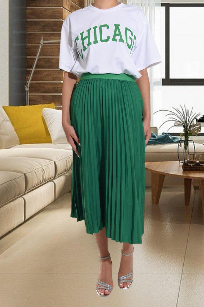 Chicago Green Pleated Two Piece Set - StylePhase SA