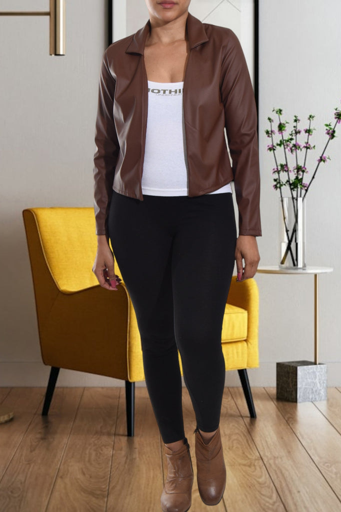 Choc Brown Crop Jacket - StylePhase SA