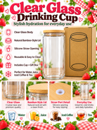 Clear glass cup with lid and gift box