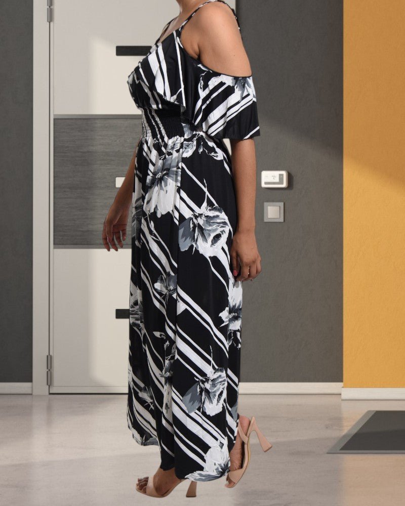 Cold Shoulder Black Maxi Dress - StylePhase SA