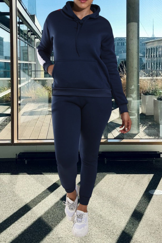 Color Block Fleece Navy Tracksuit - StylePhase SA