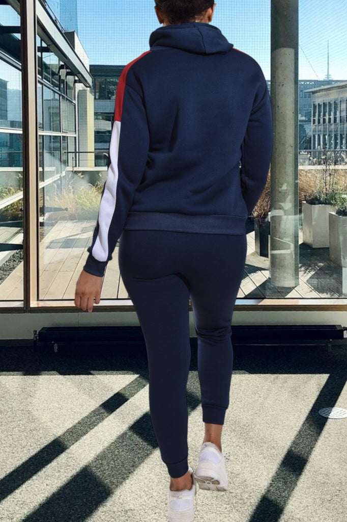 Color Block Fleece Navy Tracksuit - StylePhase SA