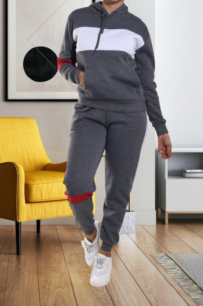 Color Block Grey Cuff Tracksuit - StylePhase SA