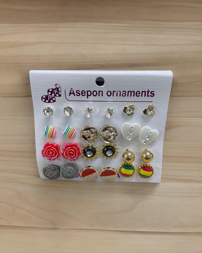 Colorful Earrings (12 Pairs) - StylePhase SA