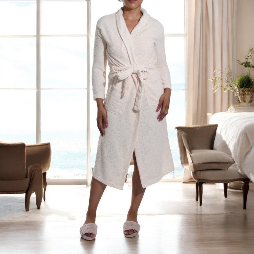 Comfy Tie - Up Bath Robe - Ivory - StylePhase SA