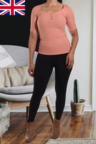 Coral Button Front Top - StylePhase SA