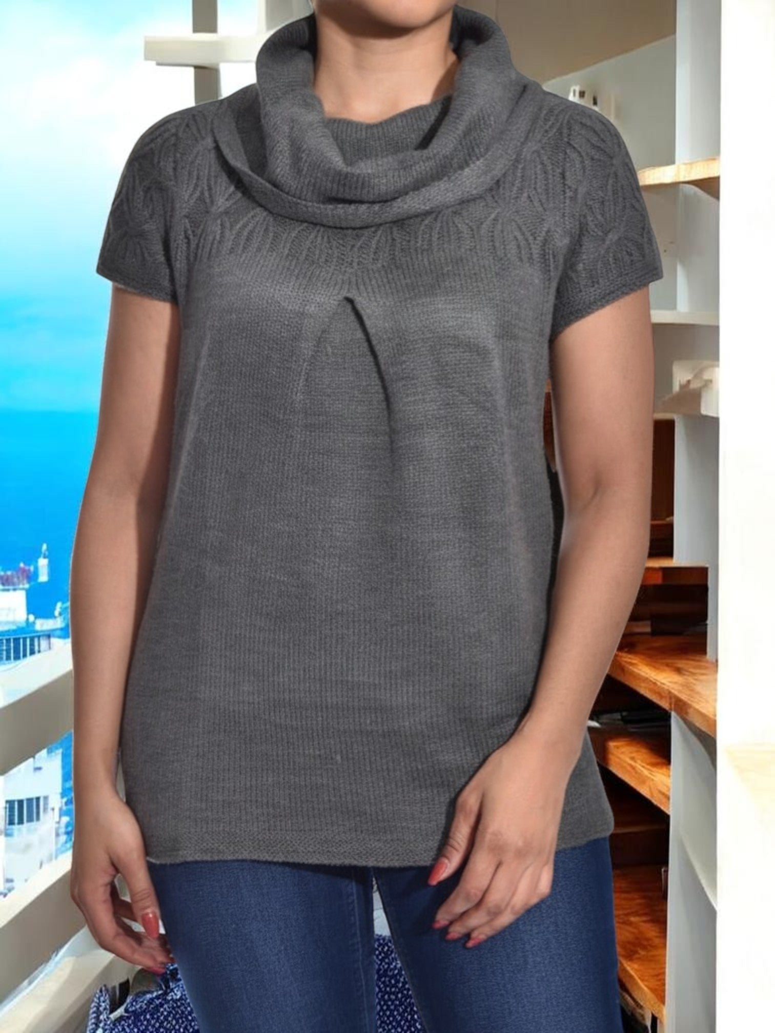 Cowl Neck Grey Jersey - StylePhase SA