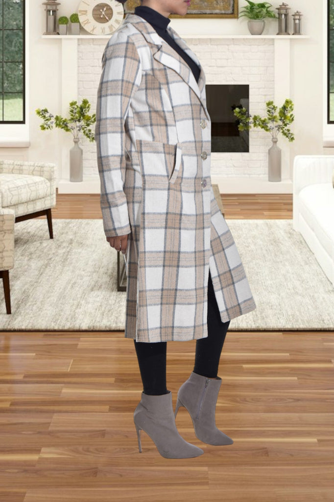 Cream And Grey Melton Coat - StylePhase SA