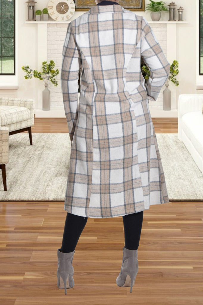 Cream And Grey Melton Coat - StylePhase SA