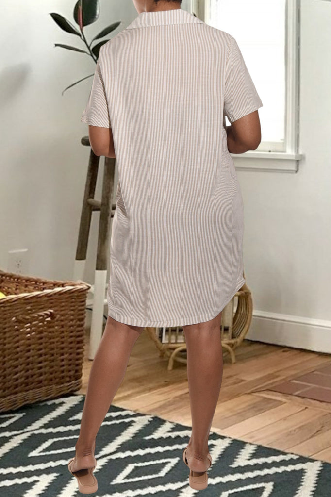 Cream And White Shirt Dress - StylePhase SA