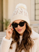 Cream Fluffy Faux Fur Pom Pom Beanie - StylePhase SA
