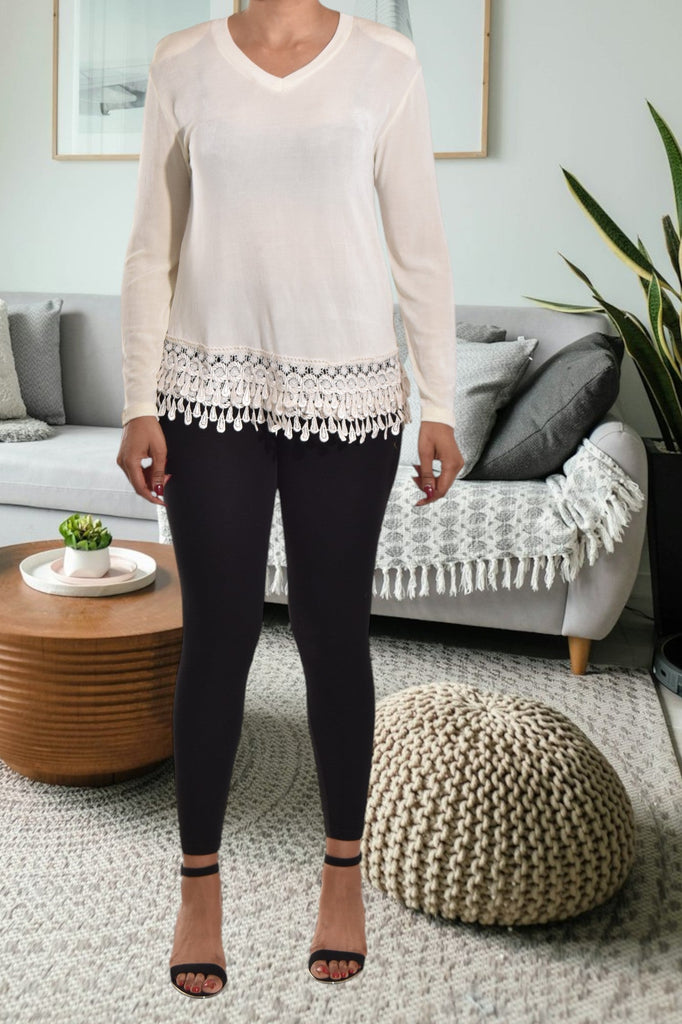 Cream Long Sleeve Lace - StylePhase SA