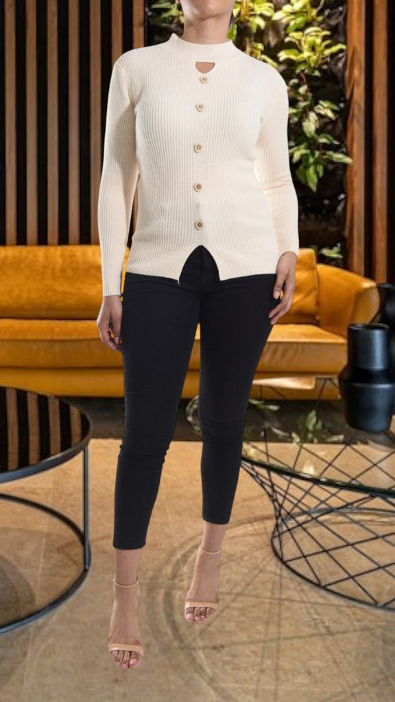 Cream Peep hole Top - StylePhase SA