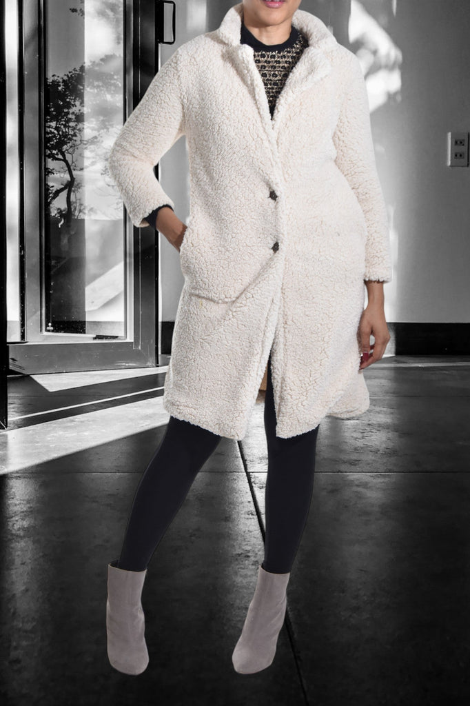 Cream Sherpa Fleece Coat - StylePhase SA