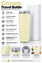 Cream travel bottle features and product details