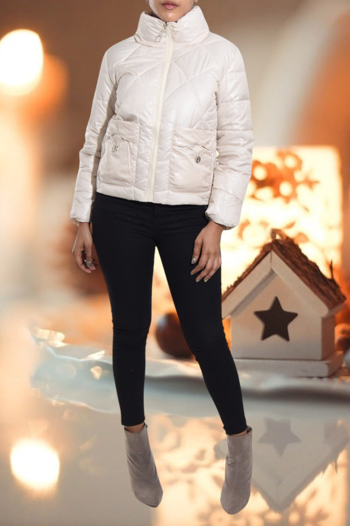 Cream White Puffer Jacket - StylePhase SA