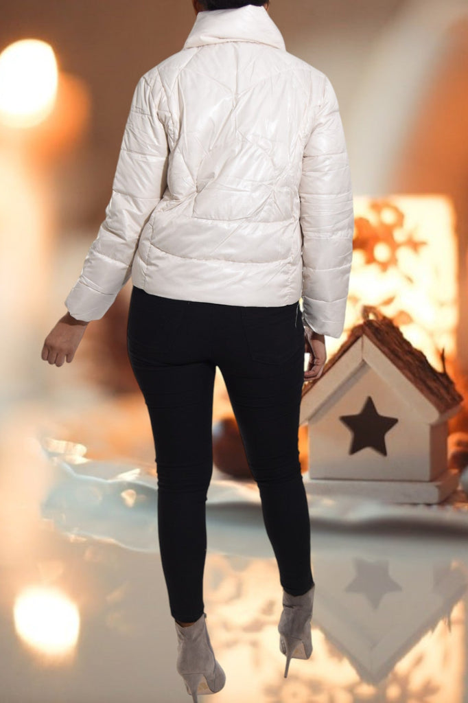 Cream White Puffer Jacket - StylePhase SA