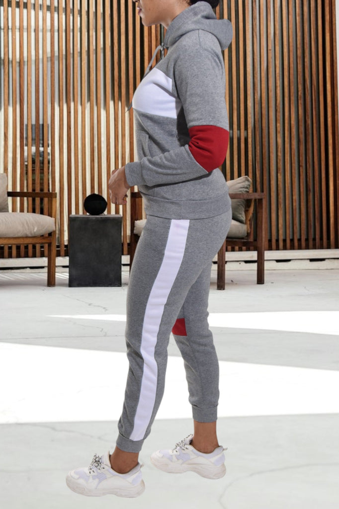 Cuffed Grey Color Block Tracksuit - StylePhase SA