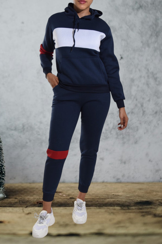 Cuffed Navy Color Block Tracksuit - StylePhase SA