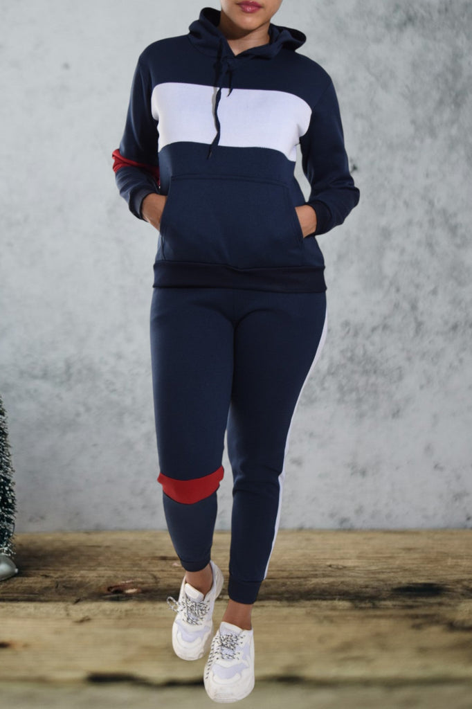 Cuffed Navy Color Block Tracksuit - StylePhase SA