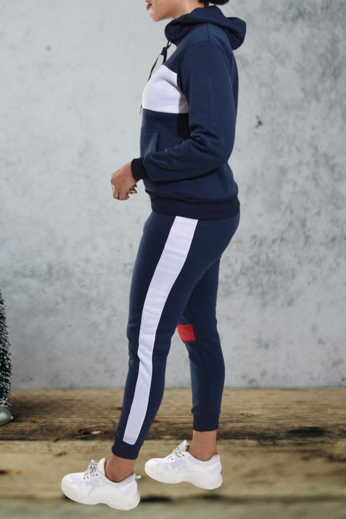 Cuffed Navy Color Block Tracksuit - StylePhase SA