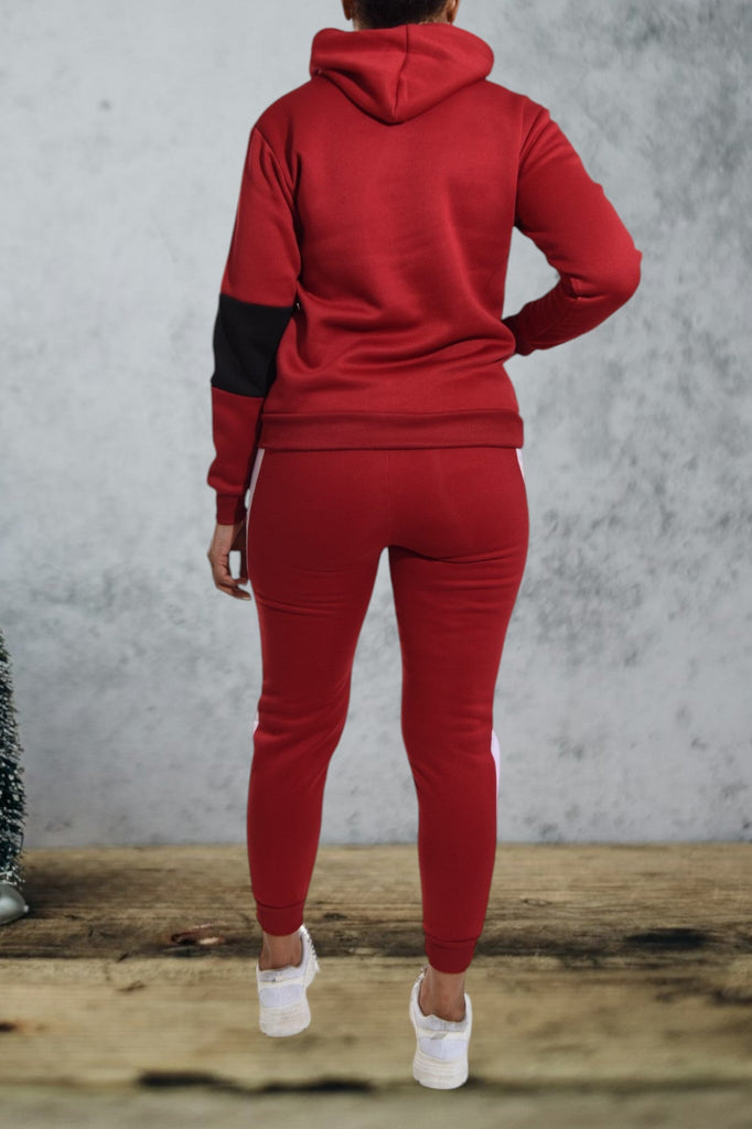 Cuffed Red Color Block Tracksuit - StylePhase SA