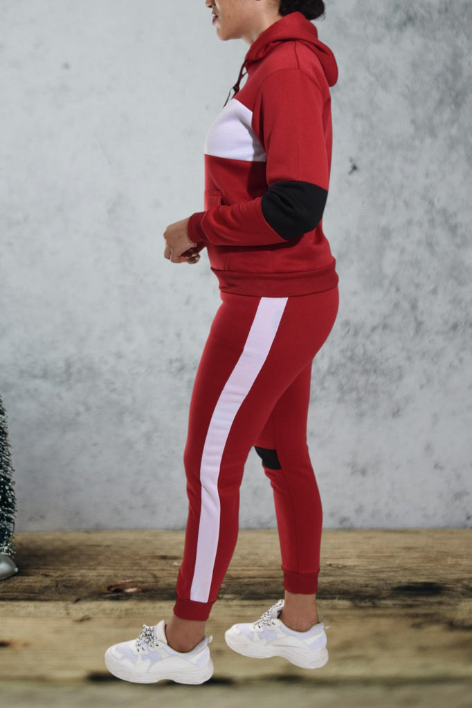 Cuffed Red Color Block Tracksuit - StylePhase SA