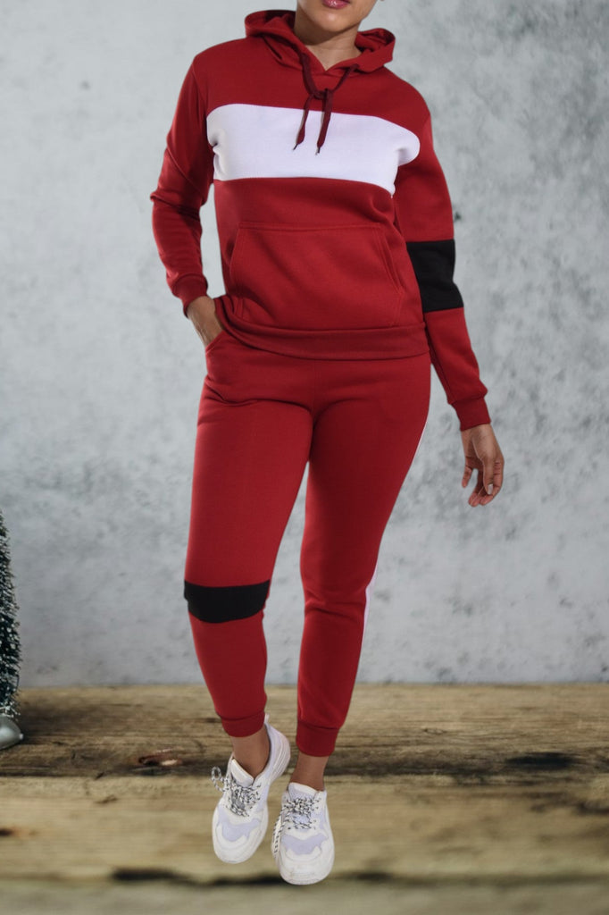 Cuffed Red Color Block Tracksuit - StylePhase SA