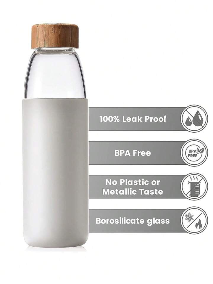 Danny Home Glass Bottle With Bamboo Lid - 550ml - Style Phase Home