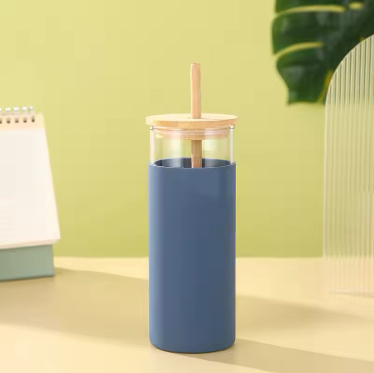 Danny Home Glass Bottle With Bamboo Lid & Straw - Style Phase Home