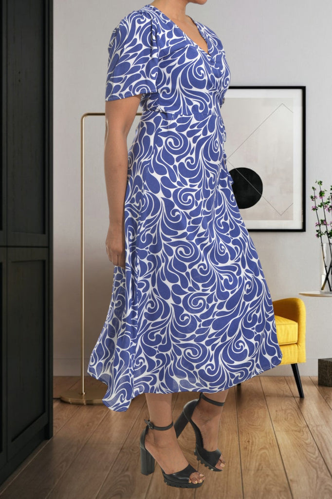 Dark Blue Floral Wrap Dress - StylePhase SA