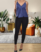 Dark Blue Tie Front Top - StylePhase SA