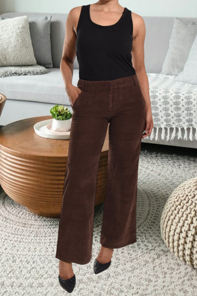 Dark Brown Corduroy Pants - StylePhase SA