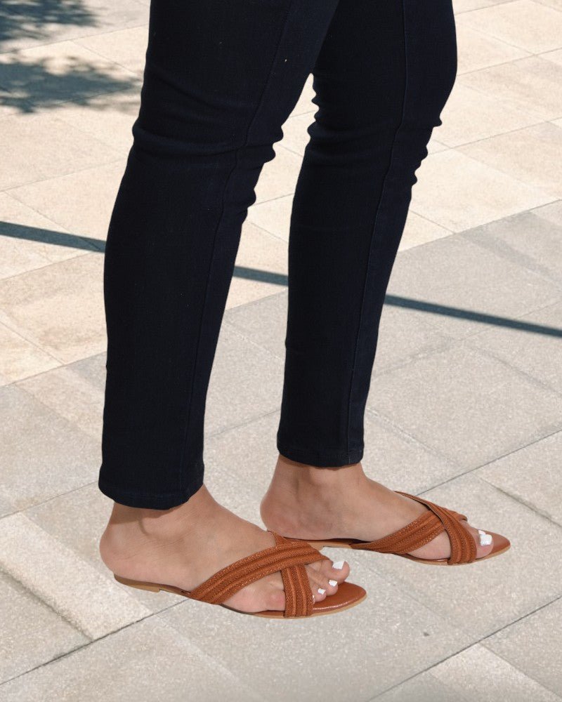 Dark Brown Criss Cross Sandals - StylePhase SA