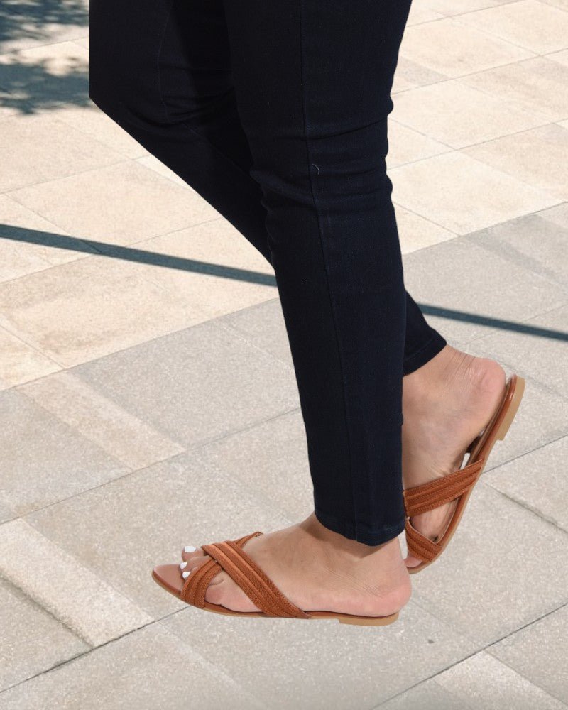 Dark Brown Criss Cross Sandals - StylePhase SA