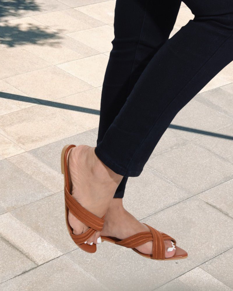 Dark Brown Criss Cross Sandals - StylePhase SA