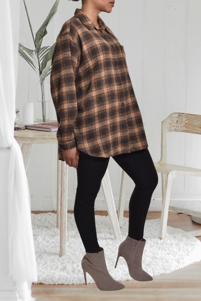 Dark Brown Flannel Shirt - StylePhase SA