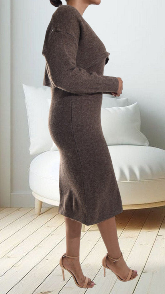 Dark Brown Jersey Two Piece Set - StylePhase SA