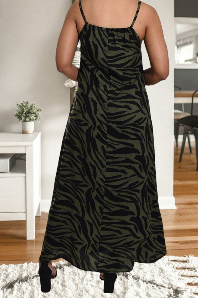 Dark Green Strappy Maxi Dress - StylePhase SA