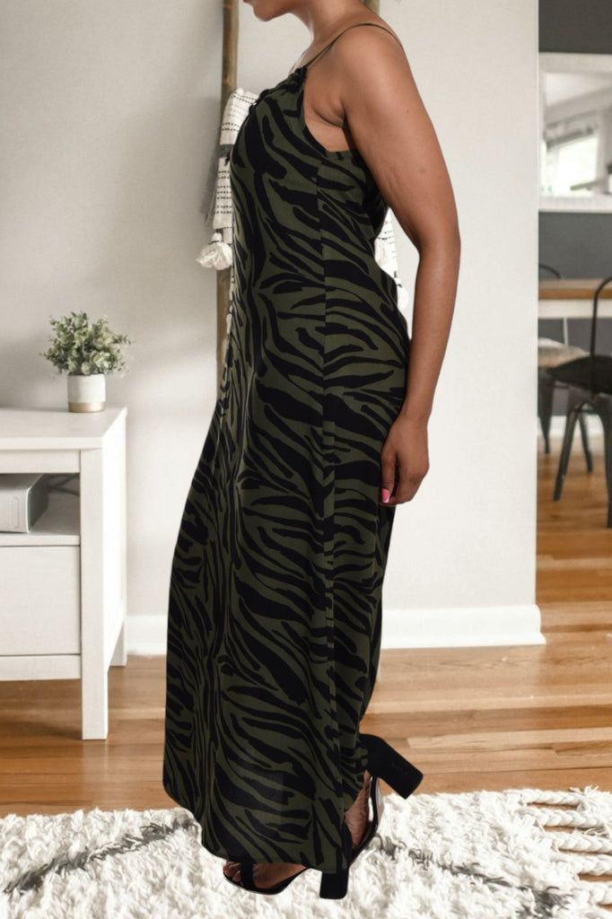 Dark Green Strappy Maxi Dress - StylePhase SA