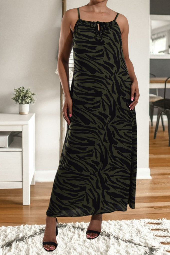 Dark Green Strappy Maxi Dress - StylePhase SA